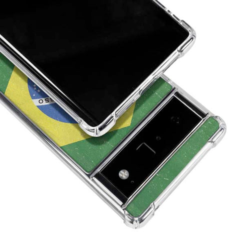 Brazil Flag Distressed Google Pixel 6 Clear Case